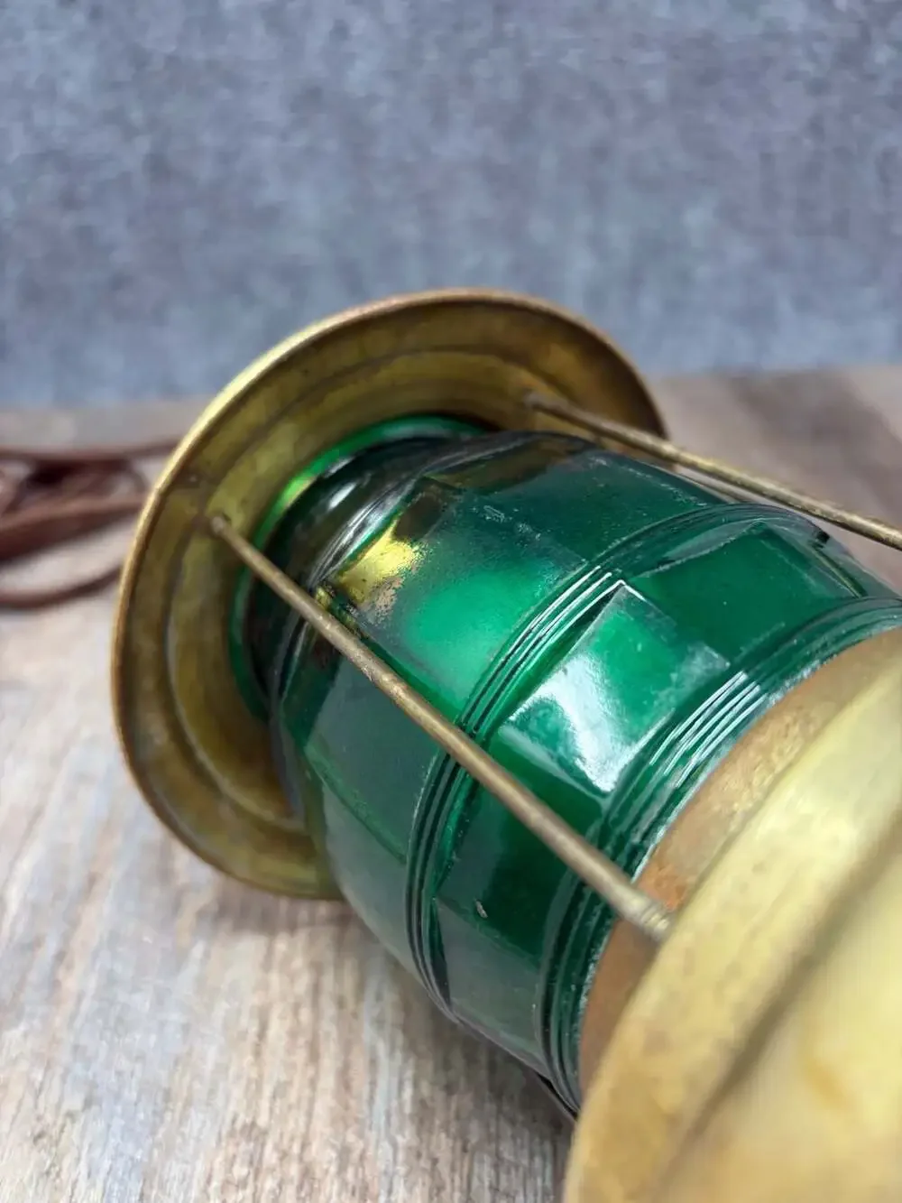 Vintage Brass Nautical Maritime green Lantern Ship Electric Lamp Works Tested